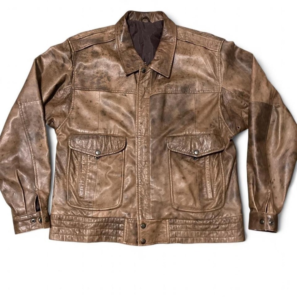 Bombay Distressed Brown Leather Bomber Jacket